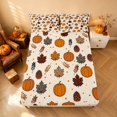 thumbnail image 4 of Homewish Fall Pumpkin Maple Queen Sheets, Rustic Pine Cone Queen Sheet Sets, Cream Terracotta, 4-Piece (1 Flat Sheet, 1 Fitted Sheet and 2 Pillowcases), 4 of 5