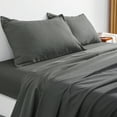 thumbnail image 4 of Organictune 1800 Super Soft and Cozy 100% Microfiber Bed Sheet Set, Hotel Luxury Wrinkle, Fade, Stain Resistant Fitted Sheet Set with Deep Pocket, Light Gray, King, 4 Piece, 4 of 5
