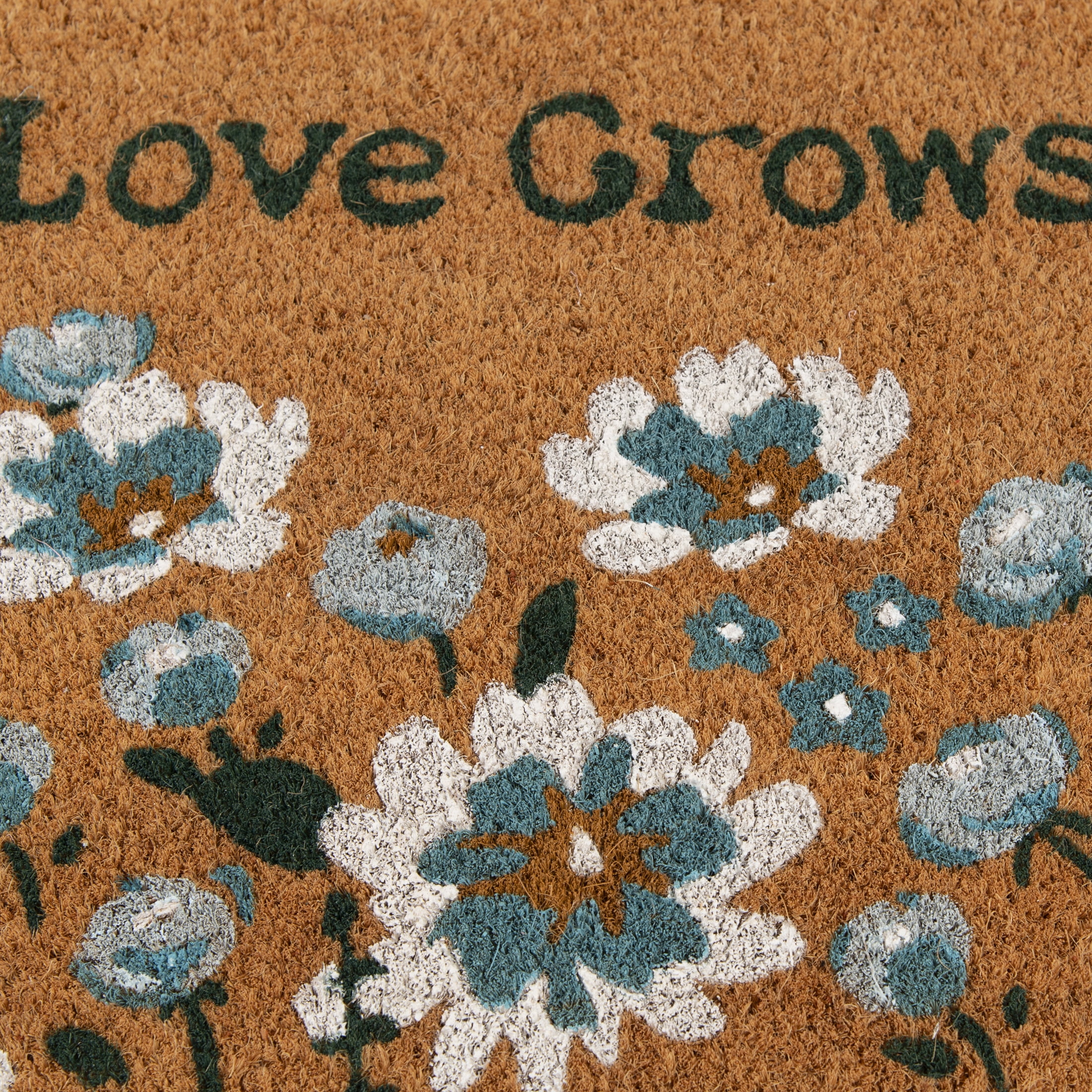 Home Decor Collection Blue Floral Loves Grows Here Outdoor Doormat, 18"x30"