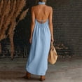 thumbnail image 2 of LIaqionyy Women Cotton Linen Maxi Dress Sleeveless Backless V Neck Flowy Boho Casual Beach Long Sundress for Womens, 2 of 6