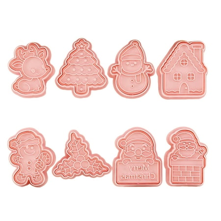 

Jangslng 8Pcs/Set Christmas Themed Cookie Cutters Snowman Stocking Santa Claus Xmas Tree Shape Cookie Mould Baking Tool