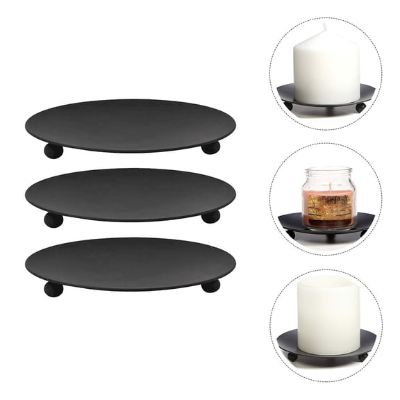 ETEREAUTY Etereaauty Iron Art Candle Plates Black Multi-Purpose Home Decor