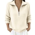 thumbnail image 2 of AVRNLIQ Womens Quarter Zip Ribbed Knit Oversized Pullover Sweater, Relaxed Fit Long Sleeve,Size M, 2 of 5