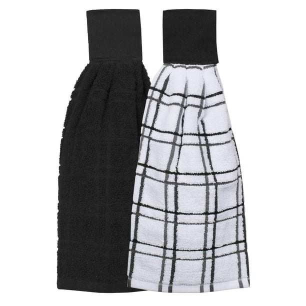 Juego de 2 toallas de cocina Ritz Premium, 100% algodón, color negro
