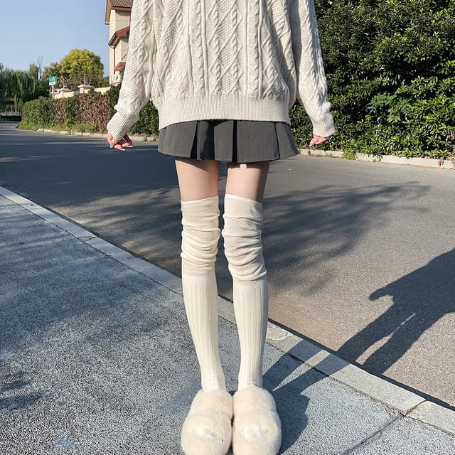 Calcetines hasta la rodilla con costura vertical, apilables y holgados, calcetines altos de tubo, calcetines largos de tubo