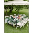 thumbnail image 4 of Outdoor Tablecloth with Umbrella Hole for Patio/Picnic/Party/Camping, Tropical Palm Trees Waterproof Table Cloth Rectangle Table Cover Washable, Green Botanical Summer Flowers Vintage (60"x 120"), 4 of 9