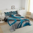 thumbnail image 3 of Erosebridal Gray Blue Bedding Full Comforter Set, Abstract Swirl Circle Down Comforter, Geometric Bedroom Decor Microfiber 3pcs, 3 of 8
