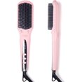 thumbnail image 1 of LMHF Ionic Hair Straightener Brush - Straightening Comb with 10M Negative Ions, 25s Heat-up, 16 Temps, Dual Voltage, LED Display | Ceramic Hot Comb Hair Brush Straightener for Women, Pink, 1 of 5