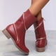 thumbnail image 4 of NECHOLOGY Botas Mujer Adulto Femenino Zapatos Botines mujer Botas de barril medio para mujer, botas a la moda de tacón cuadrado, botas cómodas de ante de tacón grueso para mujer (Red, 40), 4 of 7