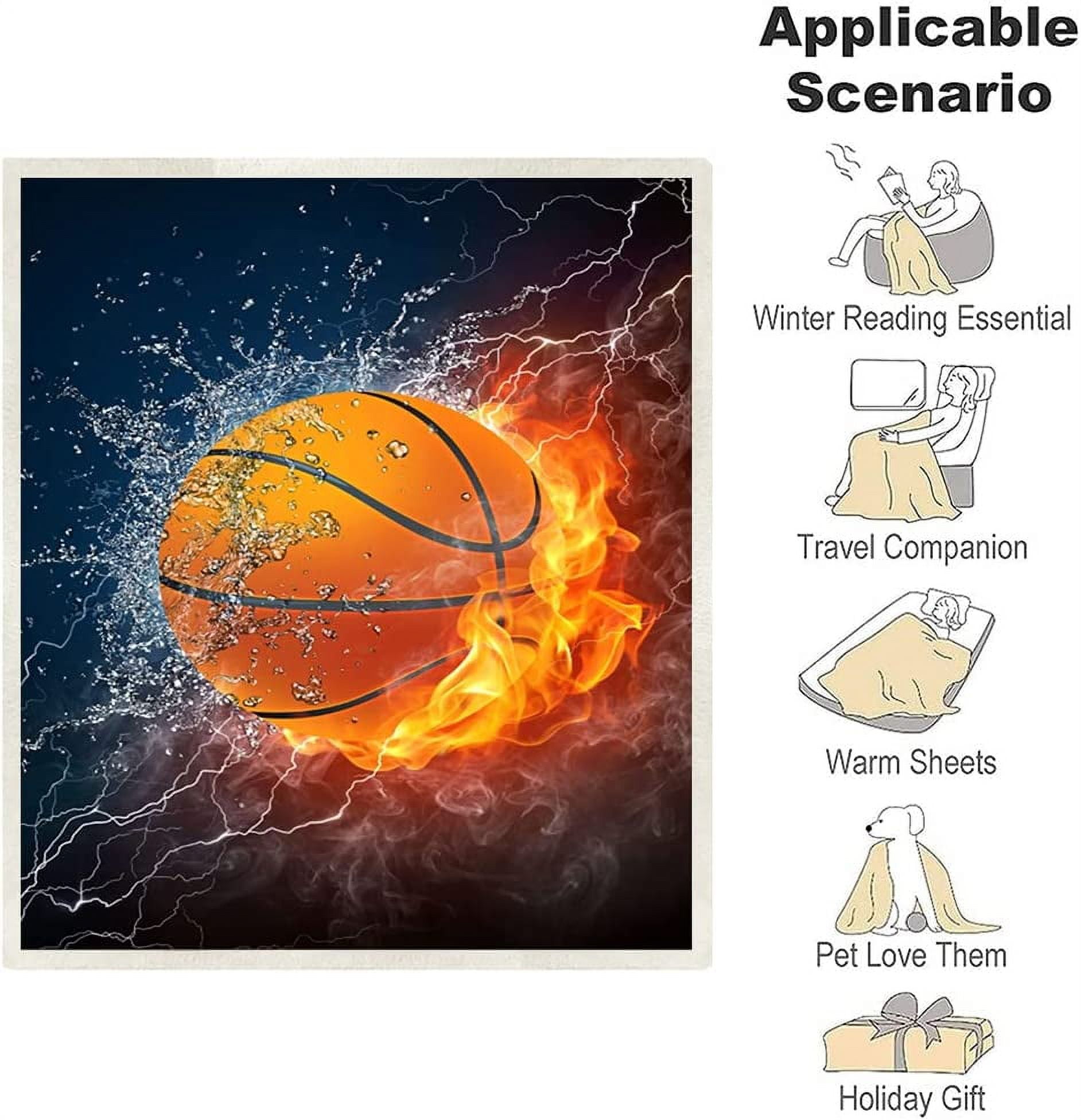 Basketball Blanket 3D Soft Plush Sherpa Throw Blanket Basketball Gifts Kids Adult All Season Couch Bed Sofa Home Decor (Basketball,60"×80")