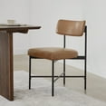 thumbnail image 3 of CHITA Mid-Century Modern Dining Chairs Set of 2, Faux Leather Kitchen Chair with Upholstered Seat & Metal Legs, Saddle Brown, 3 of 10