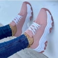 thumbnail image 1 of 2023 Suela Gruesa Color A Juego De Encaje Hasta Tenis Zapatos De Lona De Las Mujeres De La Parte Superior Baja Casual Individuales Zapatillas De Deporte, 1 of 3