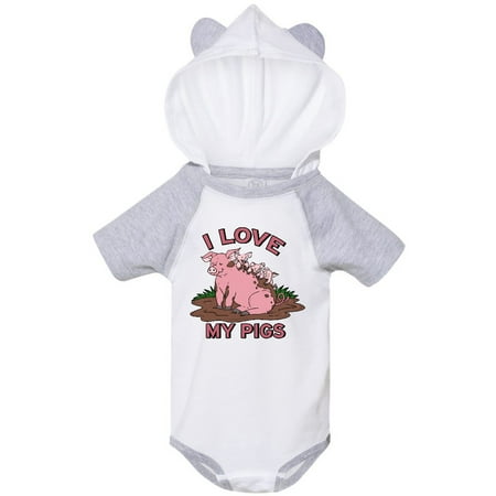 

Inktastic I Love My Pigs with Cute Pig Family Gift Baby Boy or Baby Girl Bodysuit