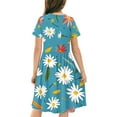 thumbnail image 5 of GERsome Summer Dresses for Girls Cute Floral Print Crewneck T-shirt Dresses Loose Short Sleeve Beach Party Sundress Size 4-14 Years, 5 of 5