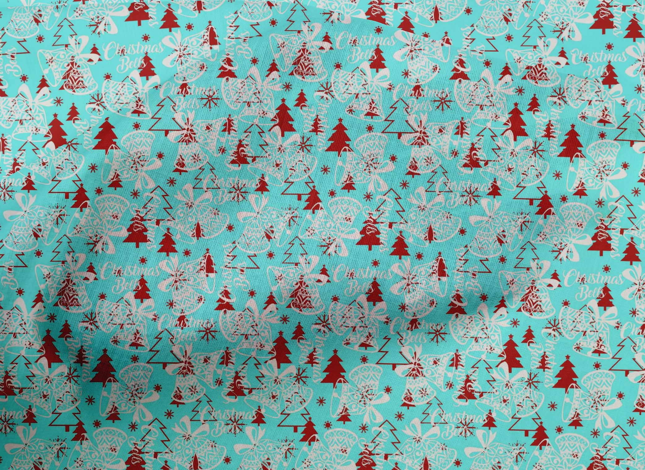 oneOone Cotton Poplin Aqua Blue Fabric Christmas Diy Clothing Quilting Fabric Print Fabric By Yard 56 Inch Wide