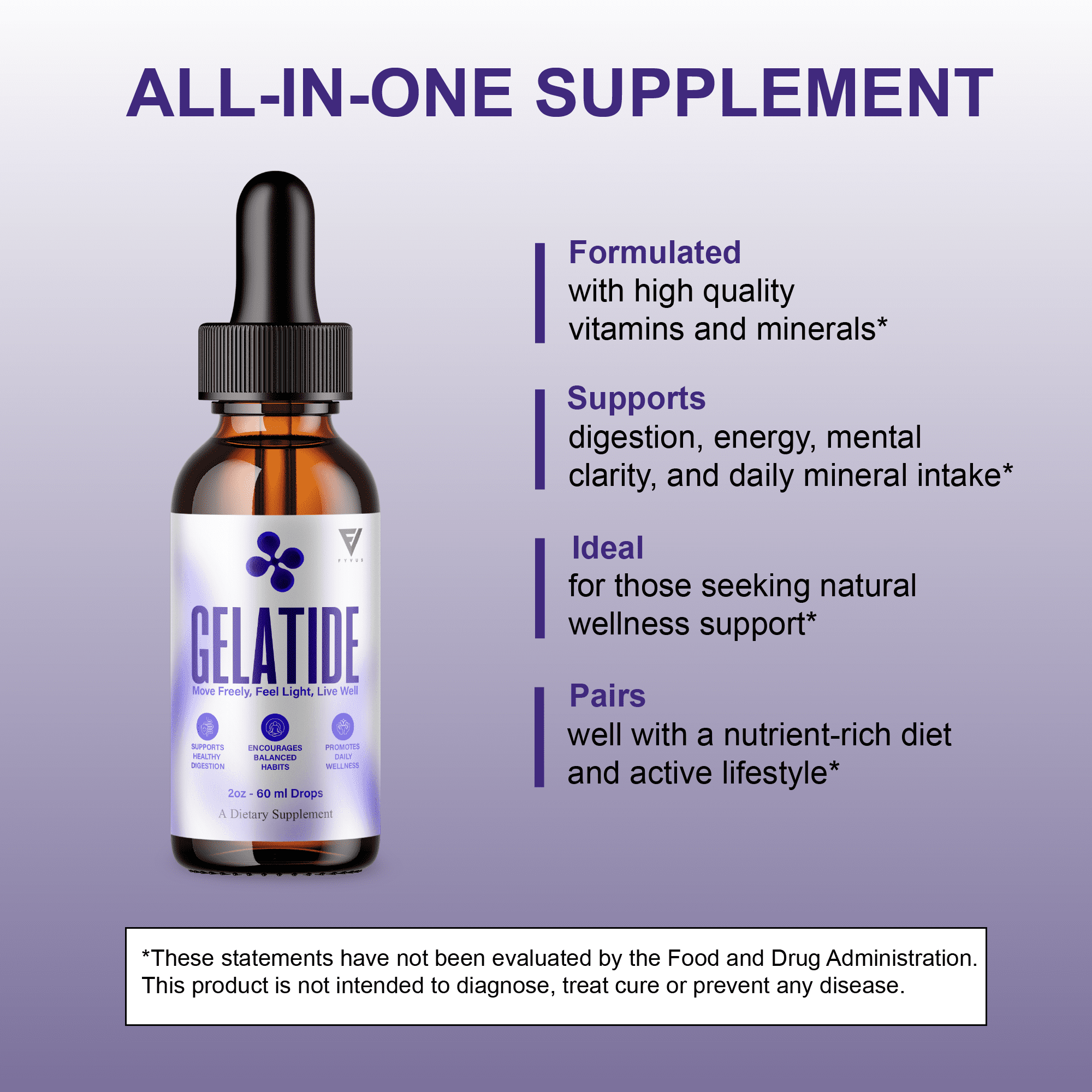 (2 Pack) Gelatide Weight Management Drops, Gelatide Daily Health and Overall Energy Support (4oz)