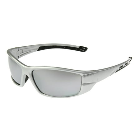 Foster Grant Men's Silver Mirrored Wrap Sunglasses JJ06