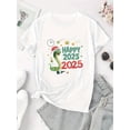 thumbnail image 2 of 1pc Festive Christmas Snake Print T-Shirt for Women, Casual Crew Neck Short Sleeve Top, Polyester Knit Fabric with Medium Stretch, All-Season Animal Pattern Tee, Holiday Comfort Summer Shirt, 2 of 6