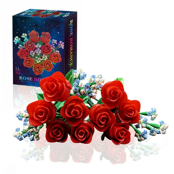 Roses Flowers Bouquet Building Set for Adults, Wildflowers Icon Flowers Botanical Collection Kits Compatible with Lego Flower, Valentines Day Gifts for Her Kids Women Girls