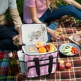 thumbnail image 5 of Pink Grid Insulated Lunch Bag 15L Cooler Box for Women Men Work Camping Beach Travel, 5 of 7