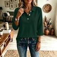 thumbnail image 5 of Dweltoz Womens Button Down Polo Shirts Casual Long Sleeve Collared Golf Top Trendy Office Solid Tennis Shirts Lightweight Breathable Athletic Tops,Dark Green L, 5 of 6