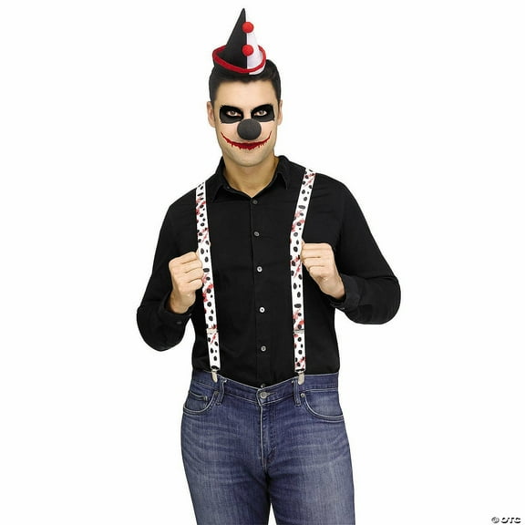 Morris Costumes FW90613EC Evil Clown Red, Black & White Suspender Set Costume Accessories for Adults