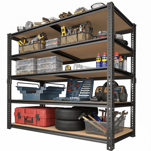 Xiweot 2000LBS Heavy Duty Garage Storage Shelves, 60" H Metal Adjustable Shelves, 5-Tier Freestanding Shelving Units Industrial Shelving for Warehouse Basement Pantry, Easy Assembly