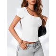 thumbnail image 6 of Womens Scoop Neck Short Sleeve Casual Tshirts Tops Summer Going Out Work Cute Fitted Shirts Trendy, 6 of 6