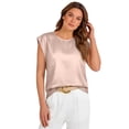 thumbnail image 2 of JoveMarine Women's Satin Tank Top Round Neck Loose Fit Blouse Business Casual Summer Top for Office and Daily Wear Pink XL, 2 of 6