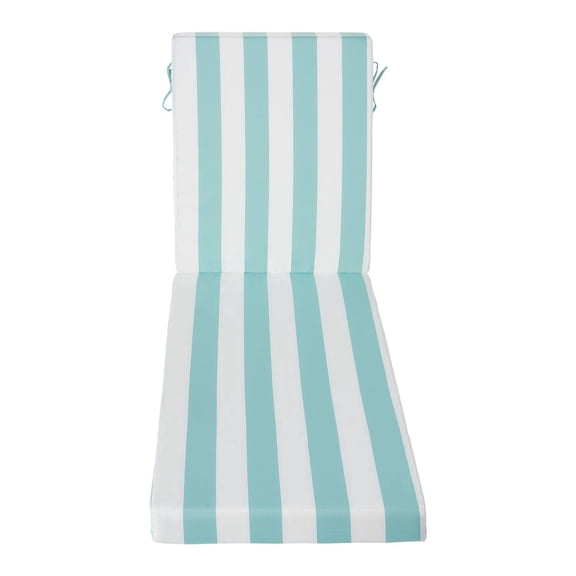 Chaise Lounge Cushion Set of 2 Outdoor Waterproof Fade Resistant 80 x 26 x 4 Inches Green White Stripes Patio Pool Deck Chair Pads with Ties