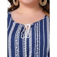 thumbnail image 5 of DARING DIVA Women's Plus Boho Tops Floral Tied V Neck Blouse Shirts 2X Navy Blue, 5 of 7