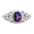 thumbnail image 5 of 14K White Gold Ring Band Gemstone Amethyst Oval Purple, Size 5, 5 of 5