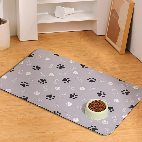 Washable Dog Mat for Food and Water - Waterproof No-Spill Non-Slip Feeding Mat for Dogs and Cats, Durable Floor Placemats 16"X24"