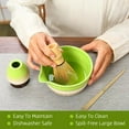 thumbnail image 3 of WLGJL Matcha Whisk Set, Japanese Tea Set (5pcs) includes Matcha Bowl with Spout, Bamboo Matcha Whisk and Matcha Scoop, Matcha Whisk Holder, Stainless Steel Sifter,（Green and Black）, 3 of 7