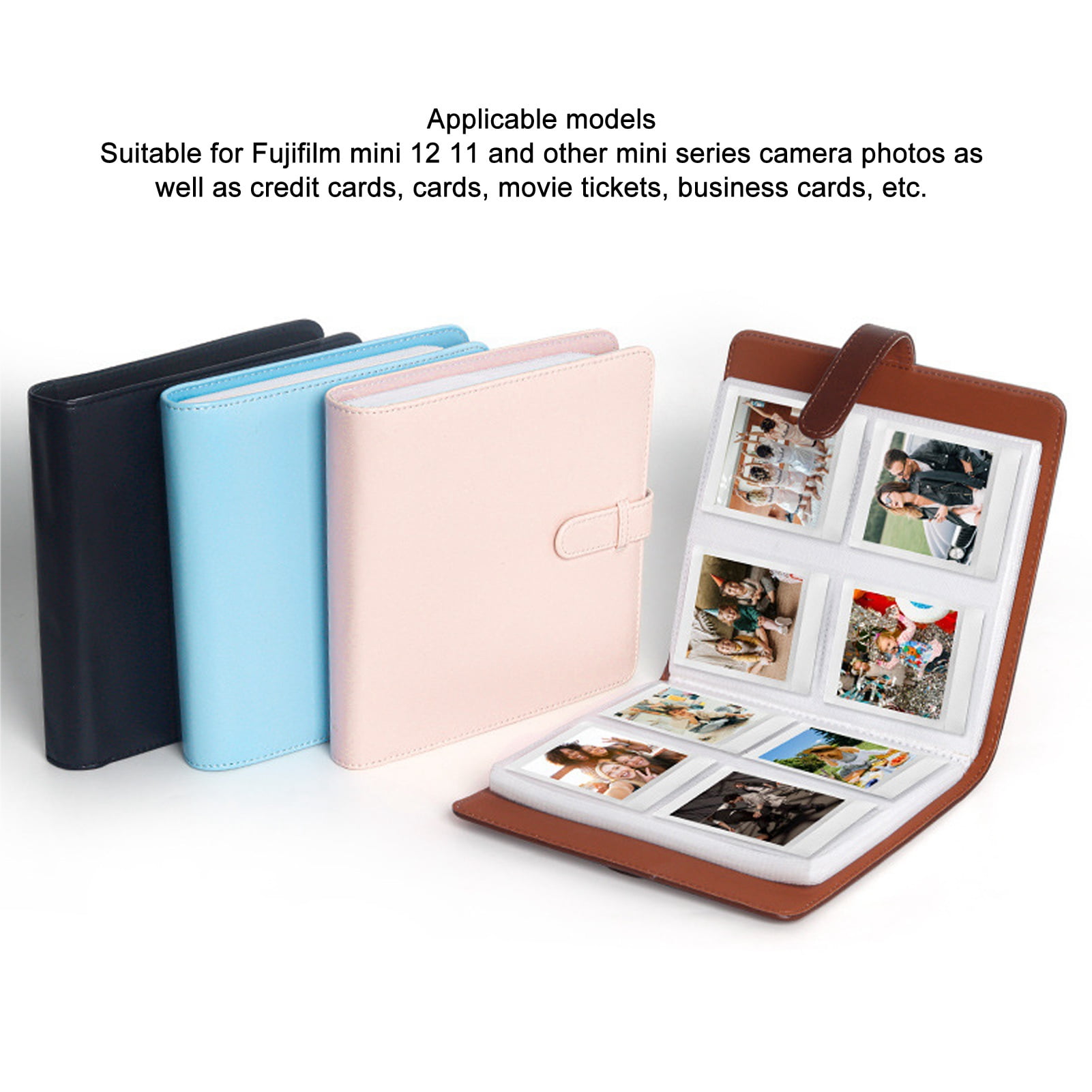 288-Pocket Square Photo Album - Holds 3 Inch Polaroid & Fujifilm SQ Prints | Leather Cover, Transparent Pages, Pink