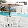 thumbnail image 2 of KINGYES 8-Piece HDPE Outdoor Dining Set for 6, Square Patio Table & Armless Chairs with Umbrella Hole, All-Weather Patio Dining Set for Backyard, Garden, Lawn & Poolside, White, 2 of 8
