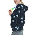 thumbnail image 2 of Fotbe Night Forest Wolf Pattern Womens Long Sleeve Hoodie, Pullover Hooded Sweatshirt, Kangaroo Pocket Hoodie with Eye-catching Drawstrings-Large, 2 of 7