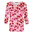 thumbnail image 4 of Tbopshirt Valentine's Day T-Shirts for Women 3/4 Sleeve Casual Crewneck Loose Graphic Tees Summer Plus Size Tops,S-XXXXXL, 4 of 5