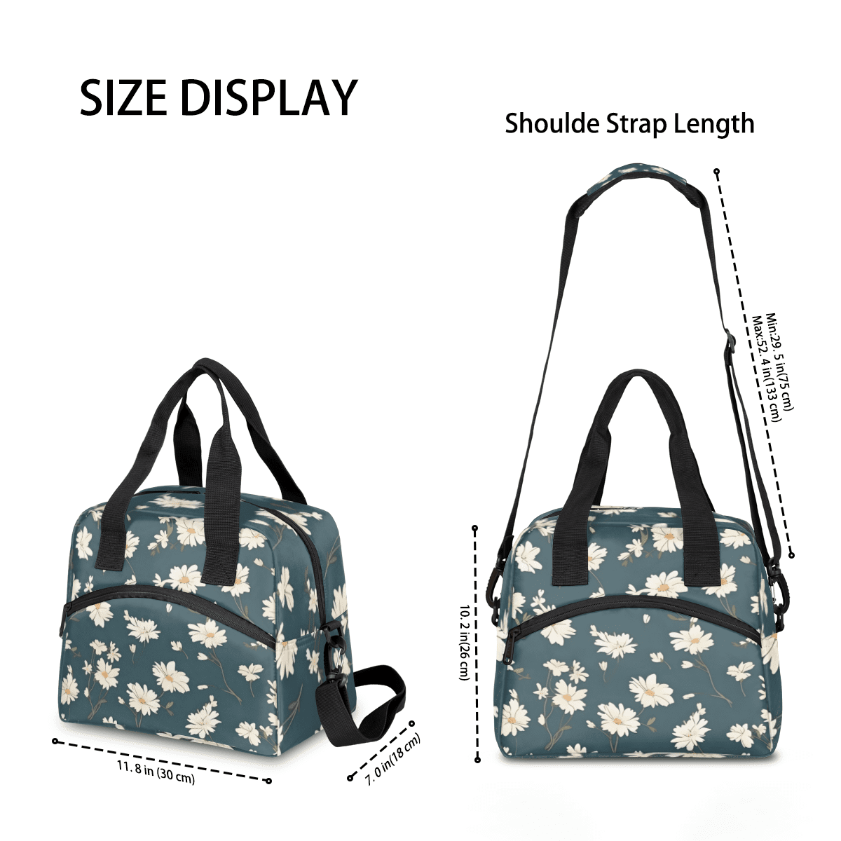 Herdesigns Daisy Insulated Lunch Bag for Women Men Adults Large Reusable Lunch Box Daisy Flower Leakproof Cooler Tote Bags with Adjustable Shoulder Strap