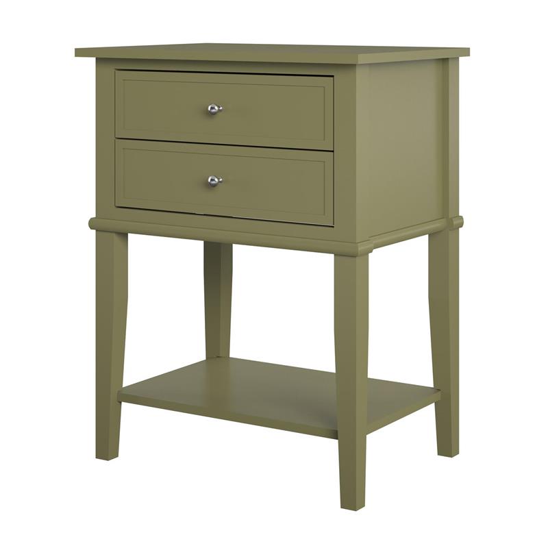 Ameriwood Home Franklin Accent Table with 2 Drawers in Olive Green