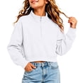 thumbnail image 7 of Frostluinai Girls Zip Mock Neck Sweatshirts Crop Pullover Tops Oversized Long Sleeve Drop Shoulder Sweat Shirts with Pocket 5-16 Years, 7 of 7