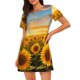 thumbnail image 1 of Balery Beautiful Golden Sunflower Field Camisón de manga corta con cuello redondo para mujer, cómodo y elegante., 1 of 6