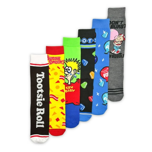 Tootsie Roll Candy Brands Men's Casual Crew Socks, 6-Pack, Size 8-12