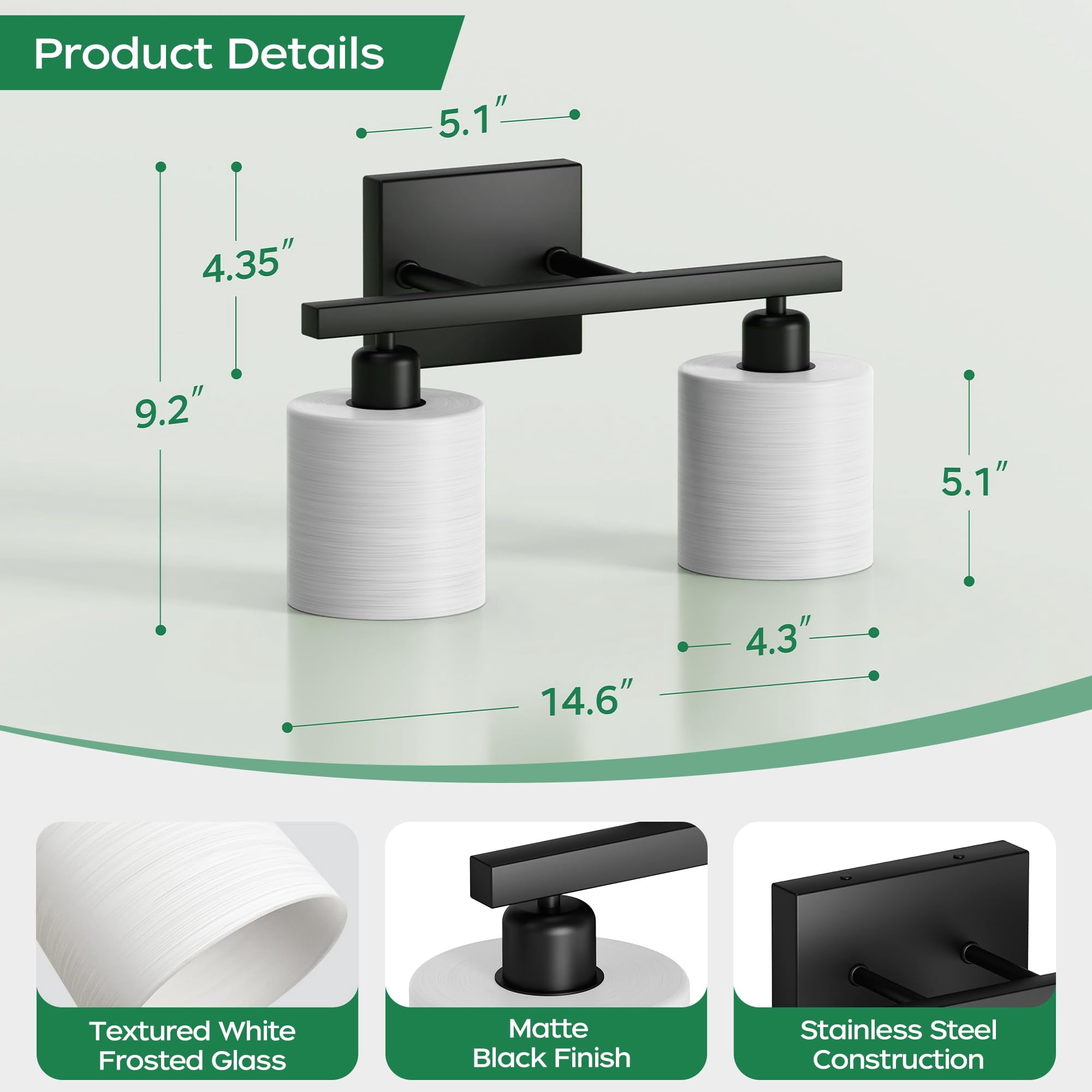 Bathroom Light Fixtures  Lighting Over Mirror Interior Classic Vanity Lights Modern With Textured White Glass Shade Matte Black 2-light