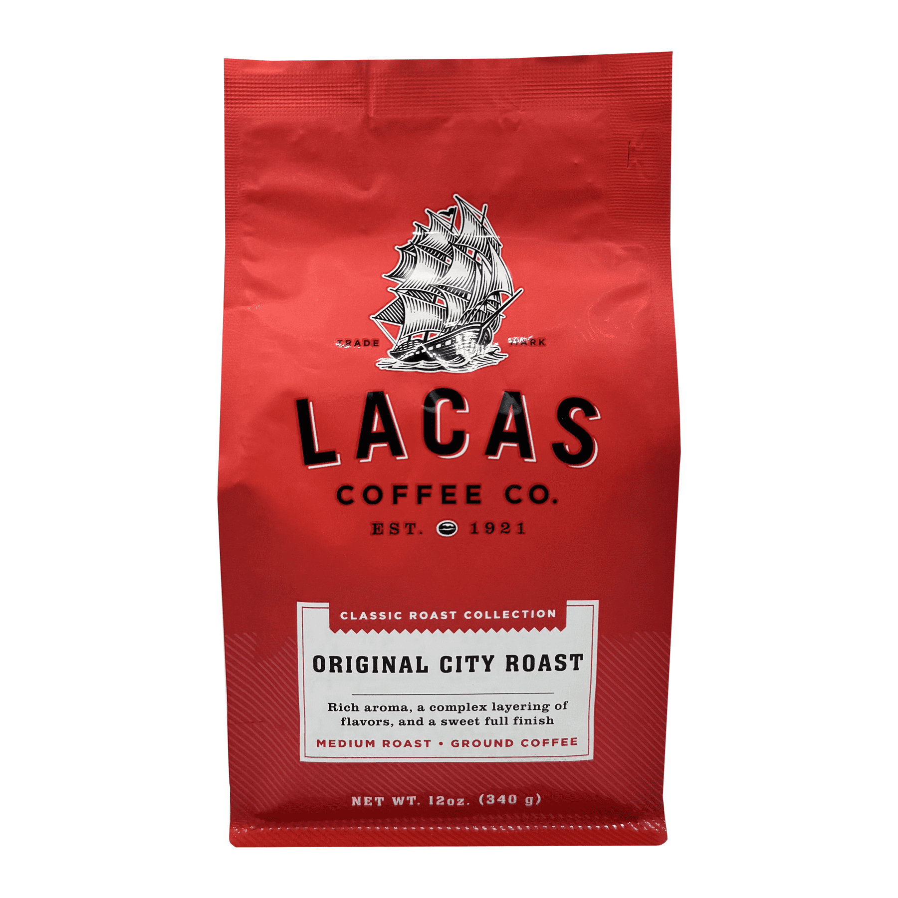 Lacas Original City Roast Medium Fine Ground Coffee, 12oz (6 bags)