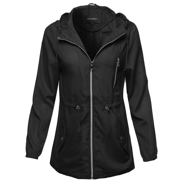 FashionOutfit - FashionOutfit Women's Solid Lightweight Anorak Hooded ...
