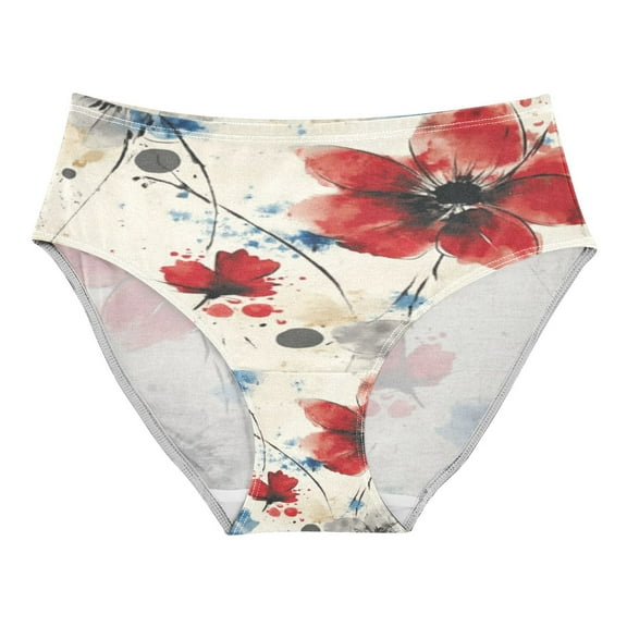Women's Underwear Blue and Red Flowers Hipster Panties Underwear for women, X-Small