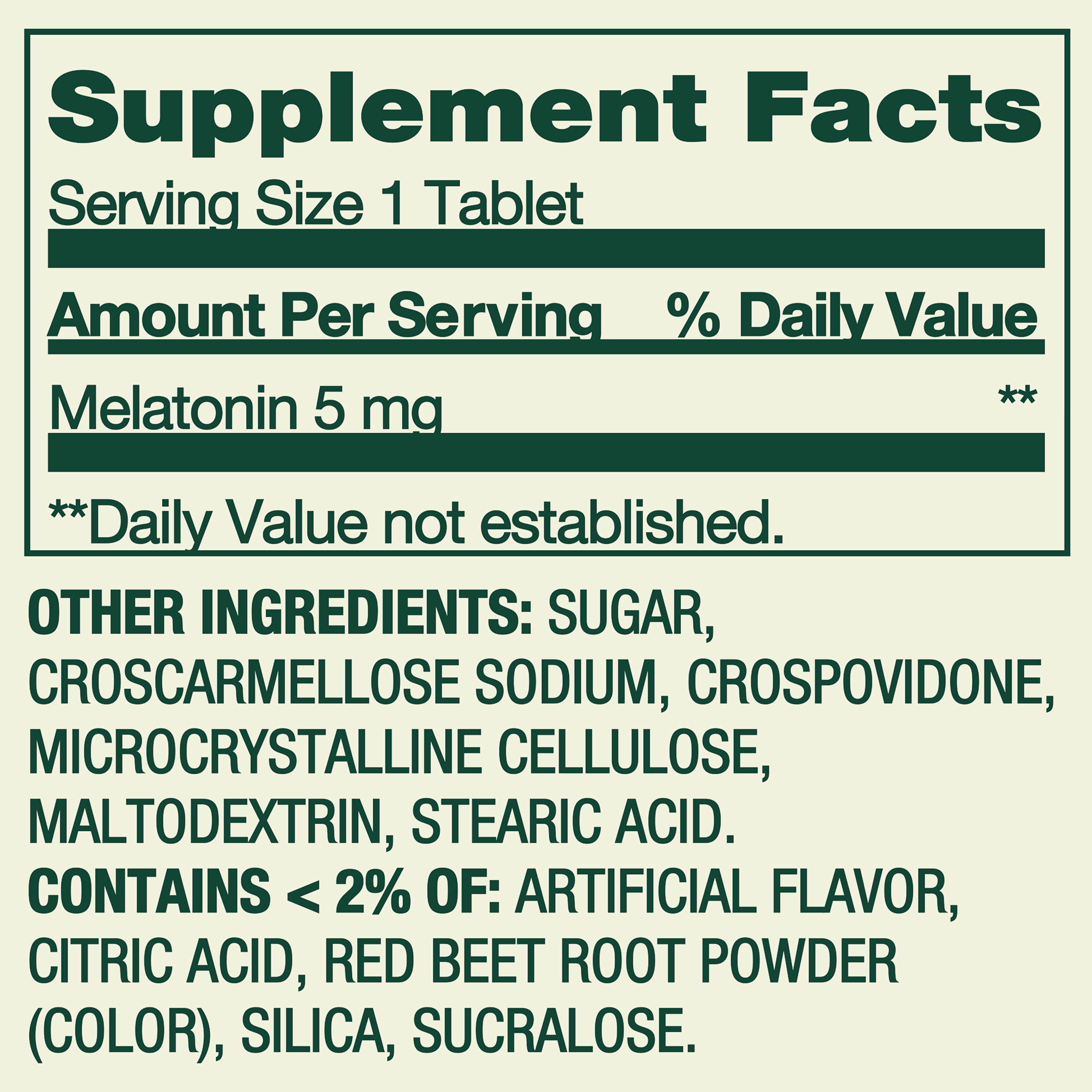 Spring Valley Fast-Dissolve Melatonin Sleep Support Dietary Supplement Tablets, Strawberry, 5 mg, 120 Count