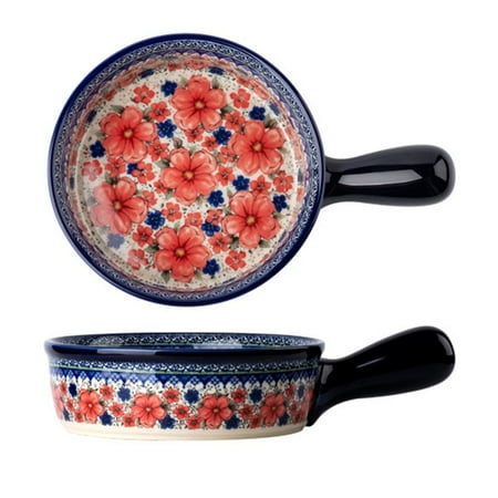 

JULYING Vintage Ceramic Bakeware Salad Plate Instant Noodle Bowl Round Handle Bowl Daily