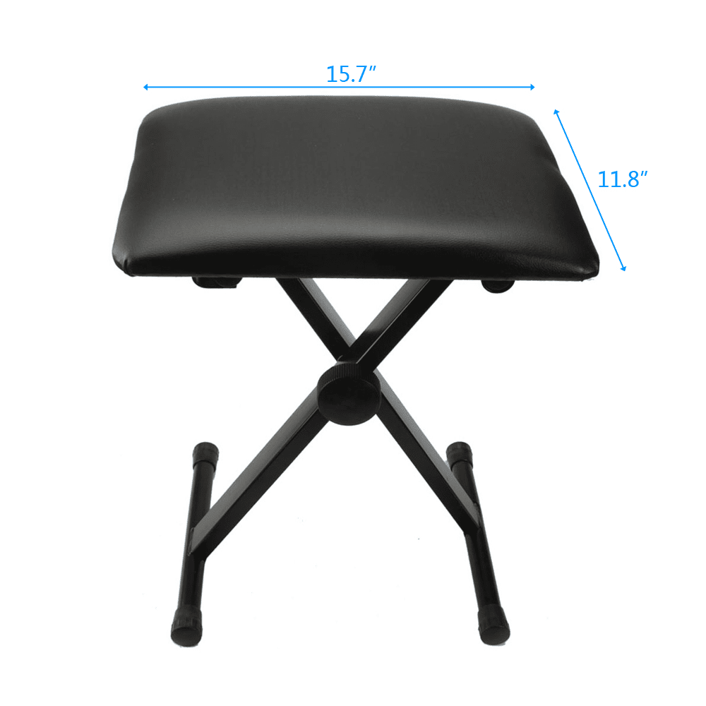 Tcbosik Folding Piano Bench, 18"-20" Height Adjustable Portable Keyboard Stool, Collapsible Chair with Padded Seat, Black